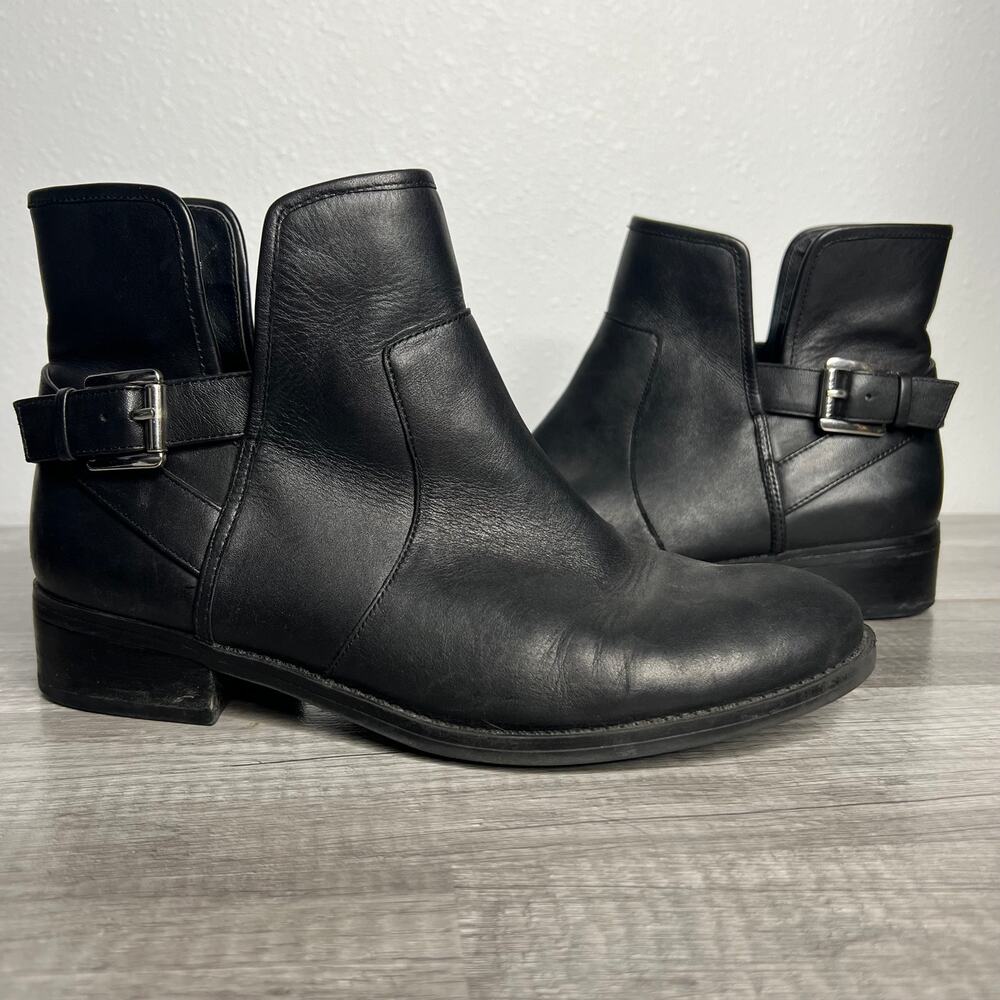 Leather Black Boots Booties Crown Vintage Shoes Size 8